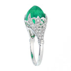 Sugarloaf Colombian Green Emerald & Diamond Cocktail 14K White Gold Ring