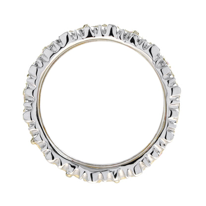 Emerald & Diamond Edwardian Style Wide Band Two Tone Gold Ring