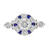 Diamond & Blue Sapphire Vintage Inspired Art Deco Style White Gold Ring