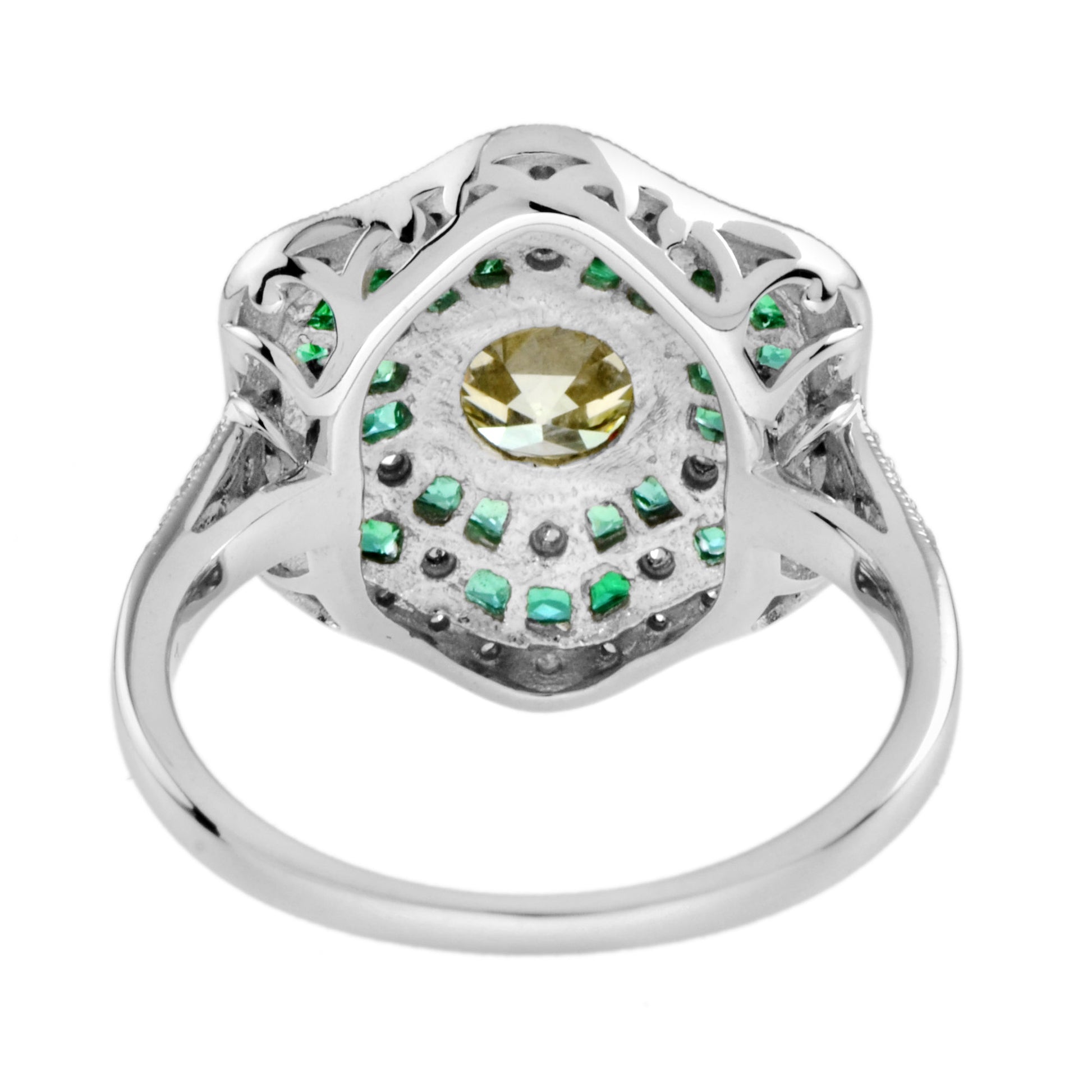 1.28 Ct. Certified Diamond Emerald Art Deco Style Engagement 18K White Gold Ring