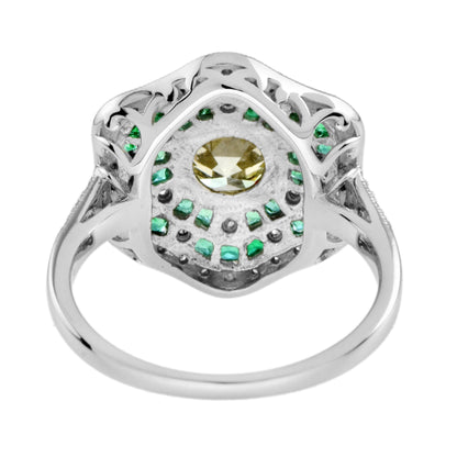 1.28 Ct. Certified Diamond Emerald Art Deco Style Engagement 18K White Gold Ring