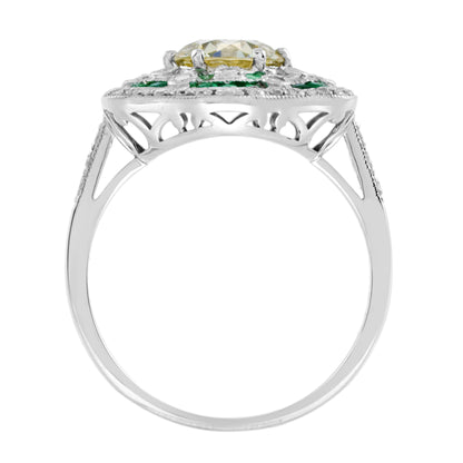 1.28 Ct. Certified Diamond Emerald Art Deco Style Engagement 18K White Gold Ring