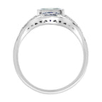 Aquamarine & Blue Sapphire and Diamond Art Deco Style Dinner 14K White Gold Ring