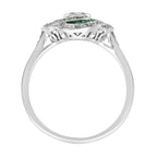 2.02 ctw Art Deco Emerald & Diamond 14K White Gold Ring