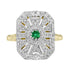 Emerald & Diamond Vintage Inspired Edwardian Style Target White Yellow Gold Ring