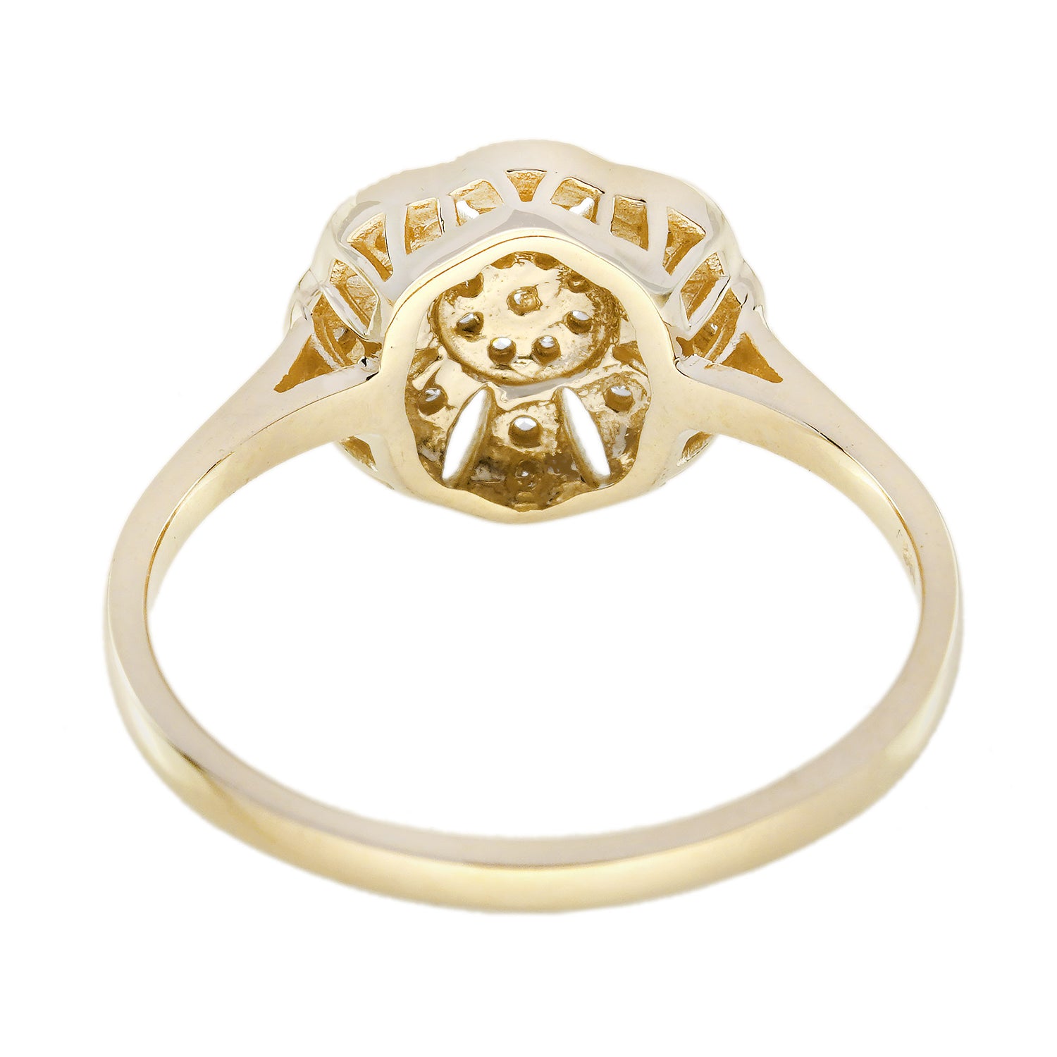 Diamond Vintage Style Floral Cluster 14K Yellow Gold Ring