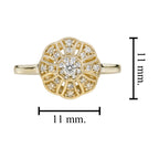 Diamond Vintage Style Floral Cluster 14K Yellow Gold Ring