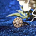 Diamond Vintage Style Floral Cluster 14K Yellow Gold Ring