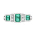 Emerald & Diamond Art Deco Style Three Stone 14K White Gold Ring