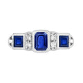 2.10 ctw Art Deco Style Blue Sapphire & Diamond 14K White Gold Three Stone Ring