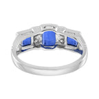 2.10 ctw Art Deco Style Blue Sapphire & Diamond 14K White Gold Three Stone Ring