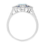 Blue Aquamarine Sapphire Diamond Art Deco Style Earrings & Ring Jewelry Set