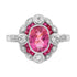 Oval Shape Pink Tourmaline & Ruby Diamond Vintage Inspired Style White Gold Ring