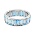 Seamless Baguette Blue Topaz Eternity Band 18K White Gold Ring