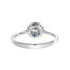 Art Deco Style Diamond with Green Emerald and Blue Sapphire White Gold Ring