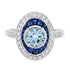 Round Blue Aquamarine & Blue Sapphire Diamond Halo Set 14K White Gold Ring