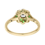 0.91 Ctw Art Deco Emerald & Diamond Floral 14K Yellow Gold Ring