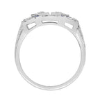 0.48 Ctw Edwardian Style Blue Sapphire & Diamond 14K White Gold Ring