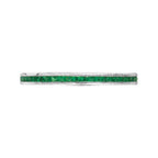 Slim French Cut Emerald Art Deco Style Channel Set Eternity Band 14K White Ring