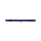 French Cut Blue Sapphire Art Deco Style Channel Set Eternity Band 14K White Ring