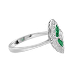 1.55 ctw Art Deco Style Emerald & Diamond Halo 14K White Gold Ring