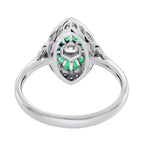 1.55 ctw Art Deco Style Emerald & Diamond Halo 14K White Gold Ring
