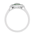 1.55 ctw Art Deco Style Emerald & Diamond Halo 14K White Gold Ring