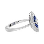 1.39 ctw Art Deco Blue Sapphire & Diamond 14K White Gold Ring