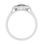 Diamond & Blue Sapphire Art Deco Style 14K White Gold Ring