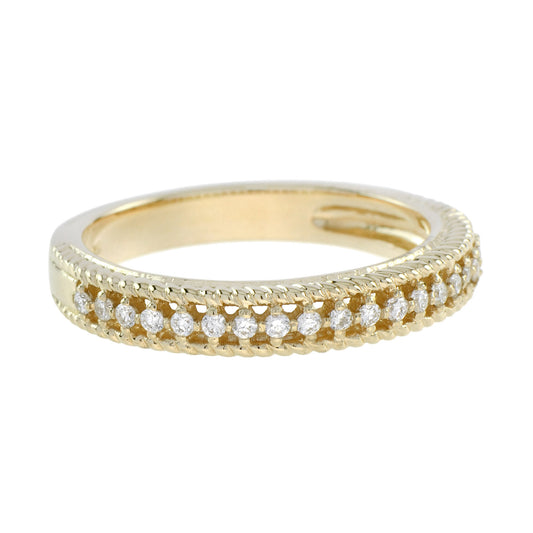 Vintage Style Diamond Half Eternity Wedding Band Ring
