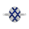 1.65 ctw Art Deco Style Blue Sapphire & Diamond 18K White Gold Cluster Ring