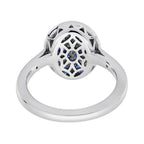 Diamond & Blue Sapphire Vintage Inspired Art Deco Style Cluster White Gold Ring