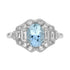 Oval Shape Blue Aquamarine & Diamond Art Deco Style 14K White Gold Ring