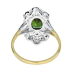 Art Deco Style Oval Green Tourmaline &  Diamond Halo 14K Gold Ring
