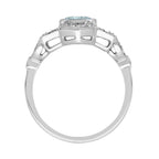 3.45 ctw Art Deco Style Blue Sapphire, Aquamarine & Diamond 14K White Gold Ring