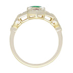 Emerald & Ruby Diamond Vintage Inspired Art Deco Style Dinner Yellow Gold Ring