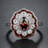Oval Shape Cabochon Red Garnet & Diamond Art Deco Style Halo 14K White Gold Ring