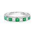 Square Princess Cut Green Emerald & Diamond Channel Half Eternity 14KW Gold Band