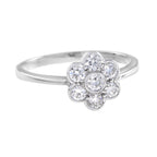 Diamond Floral Flower Cluster 14K White Gold Ring