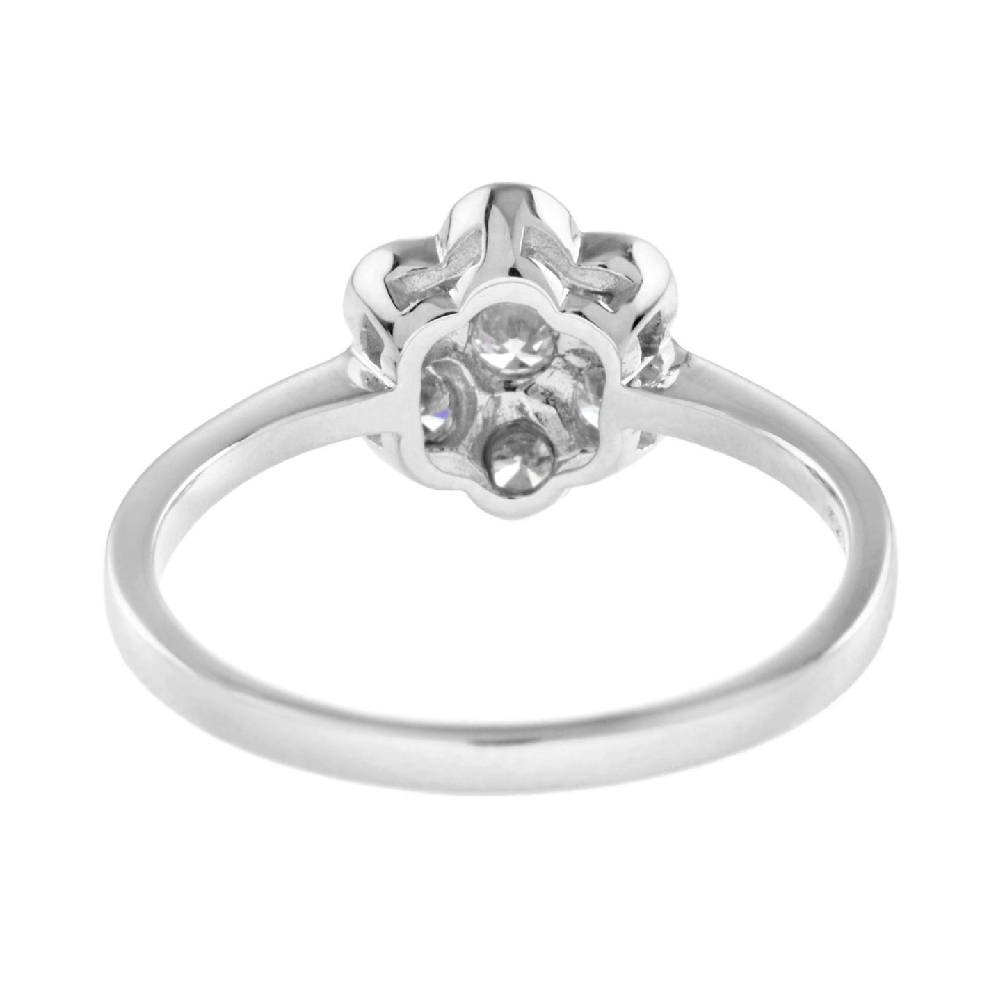 diamond floral flower cluster 14k white gold ring