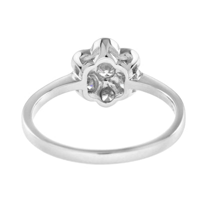 Diamond Floral Flower Cluster 14K White Gold Ring