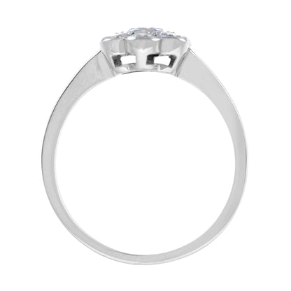 Diamond Floral Flower Cluster 14K White Gold Ring