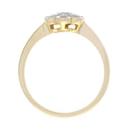 Fleur Floral Cluster Diamonds Ring & Earrings 14K Yellow Gold Halo Matching Set
