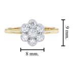 Fleur Floral Cluster Diamonds Ring & Earrings 14K Yellow Gold Halo Matching Set