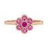 Red Pink Round Floral Flower Cluster 14K Rose Gold Ring