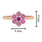 Red Ruby & Pink Tourmaline Floral Vintage Inspired Jewelry 14K Rose Gold Set