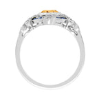 Marquise Orange Citrine & Blue Sapphire Diamond Vintage Style White Gold Ring