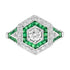 Diamond Emerald Art Deco Style Hexagon Shape Statement 14K White Gold Ring