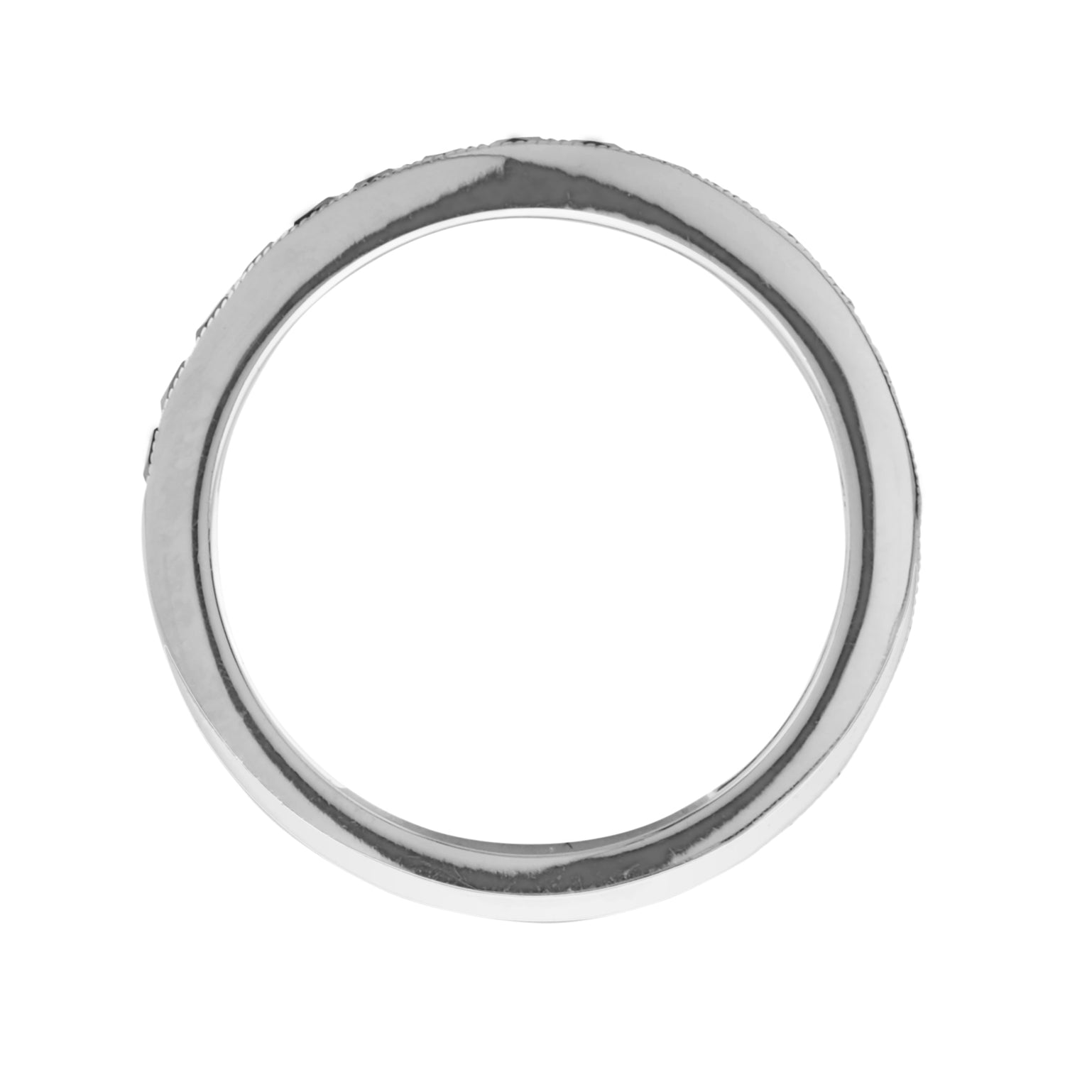 French Cut Blue Sapphire Channel Set Half Eternity 14K White Gold Ring