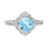 Cushion Blue Topaz & Diamond Vintage Style Engagement Halo 14K White Gold Ring